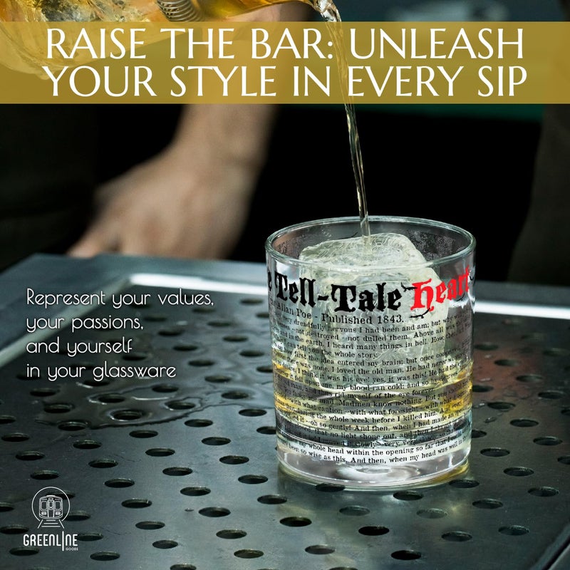 Greenline Goods Whiskey Glasses â€“ The TellTale Heart Edgar Allan Poe Glasses (Set of 2) | Literature Rocks Glass - Image 2